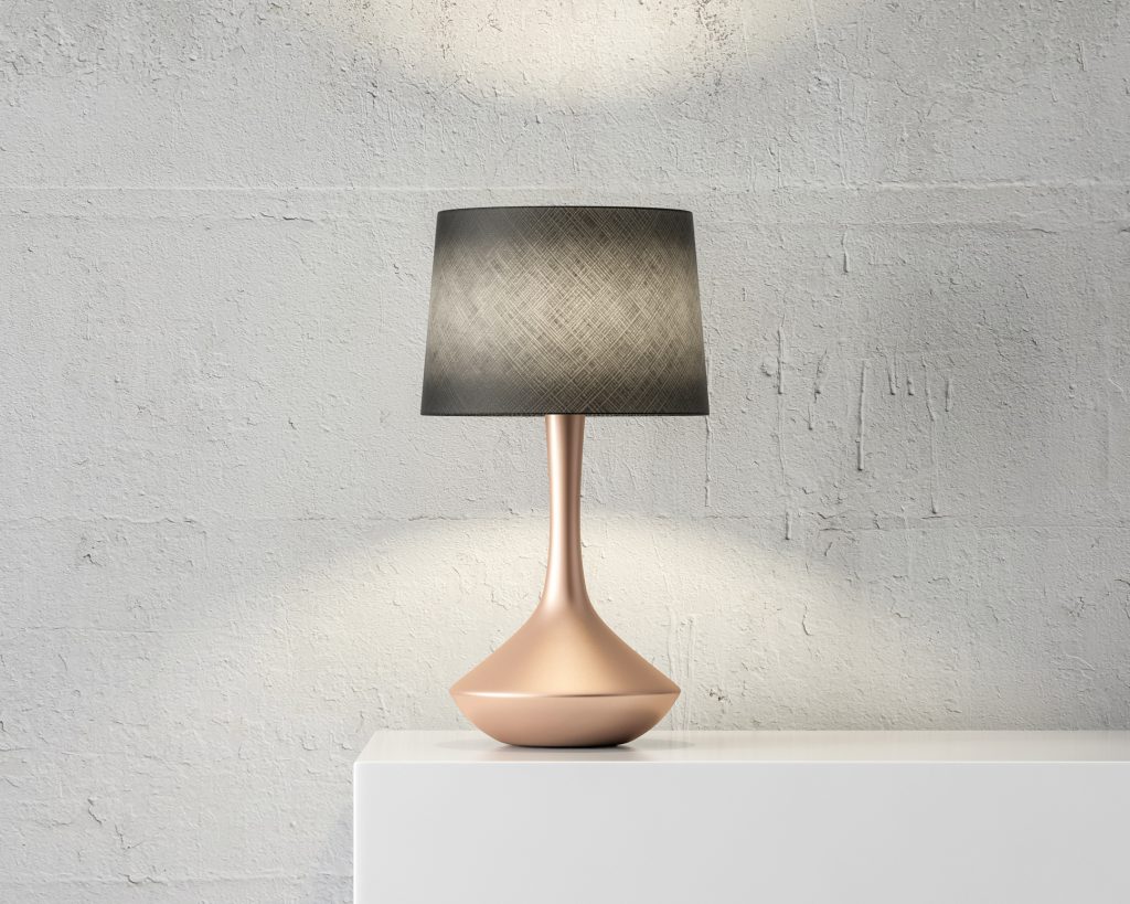 Stylish Modern Table Lamps with Grey Lampshade and Copper Base